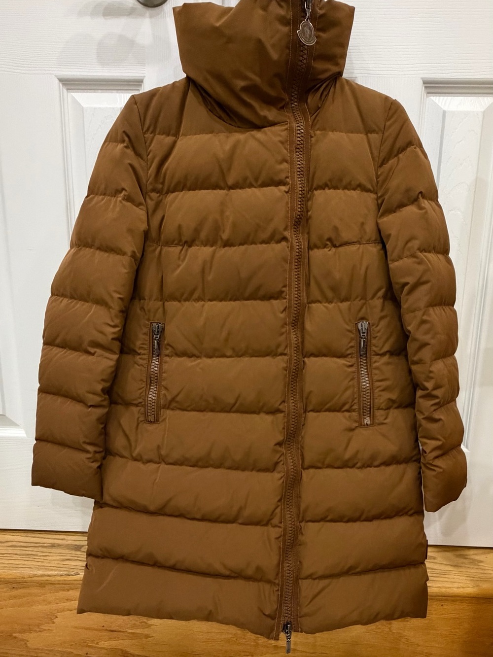 Moncler Brown Quilted Jacket with Branded Zipper Pull